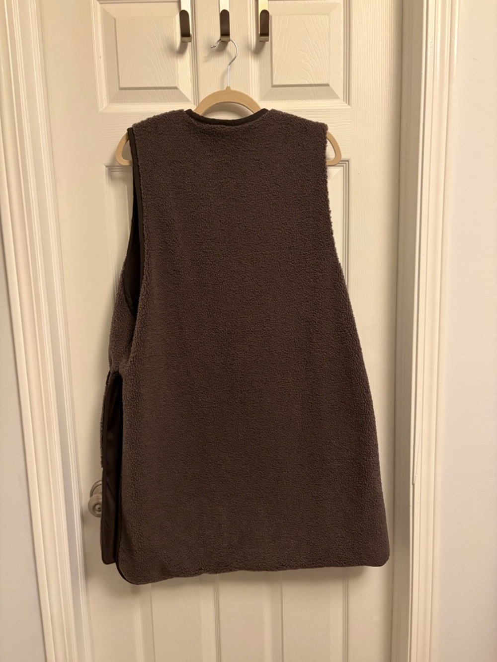 Long Faux Fur Sleeveless Vest in Dark Brown - Picture 8 of 8
